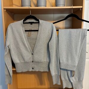 J.CREW Glitter Sparkle Merino Wool Sweater Silver Glitter Pants Joggers